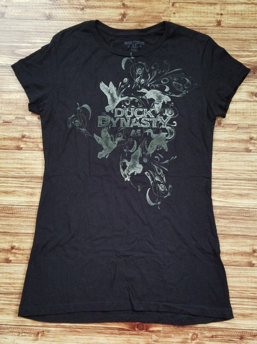 Duck Dynasty Juniors Black Graphic Tee Shirt Glitter XL Commander Revival